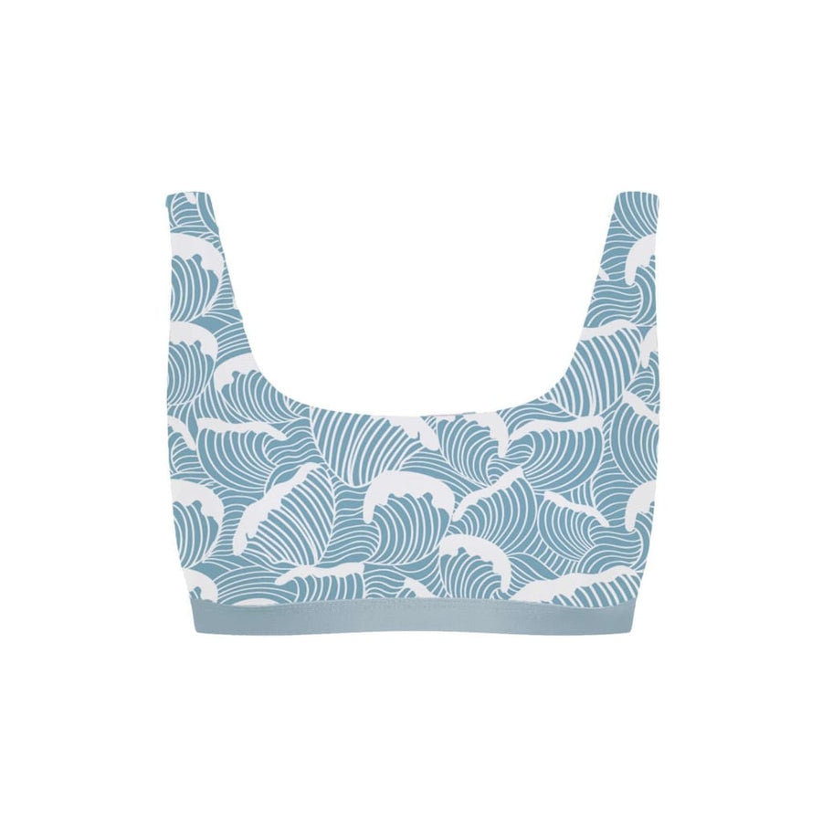 Caparica Bikini Top Reversible in Ocean Waves / Light Blue - boochen eco-conscious surfwear