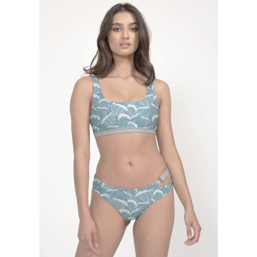 Caparica Bikini Top Reversible in Ocean Waves / Light Blue - boochen eco-conscious surfwear