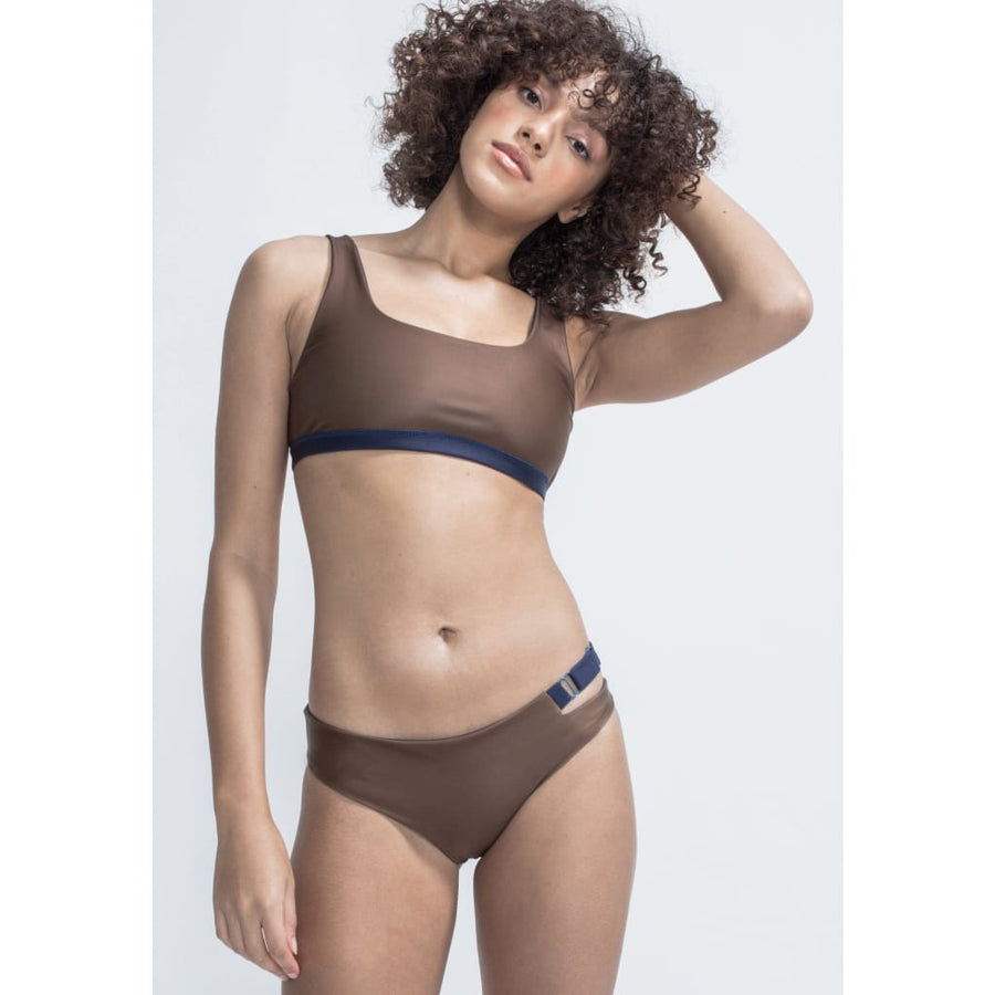 Caparica Bottom Reversible in Dark Blue / Solid Brown - boochen eco-conscious surfwear