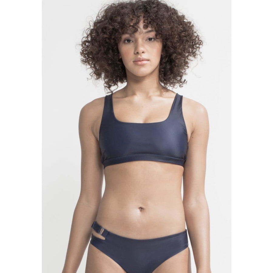 Caparica Top Reversible in Dark Blue / Solid Brown - boochen eco-conscious surfwear