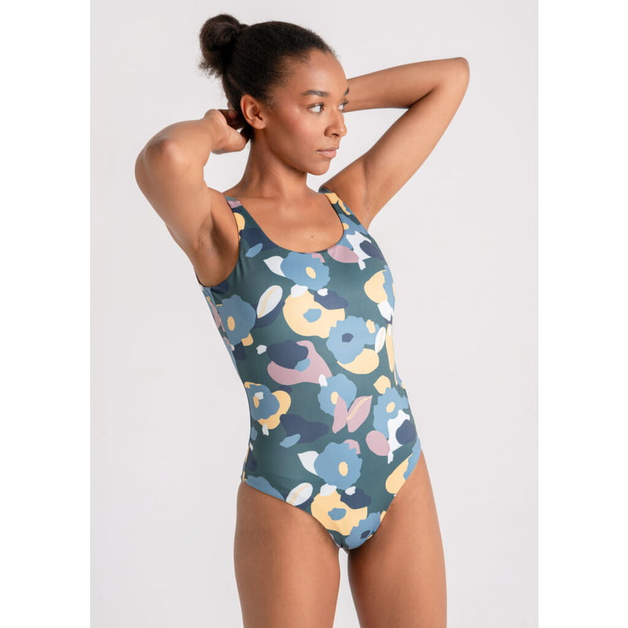 Langeoog Swimsuit Reversible in Green Wildflower - swimsuit