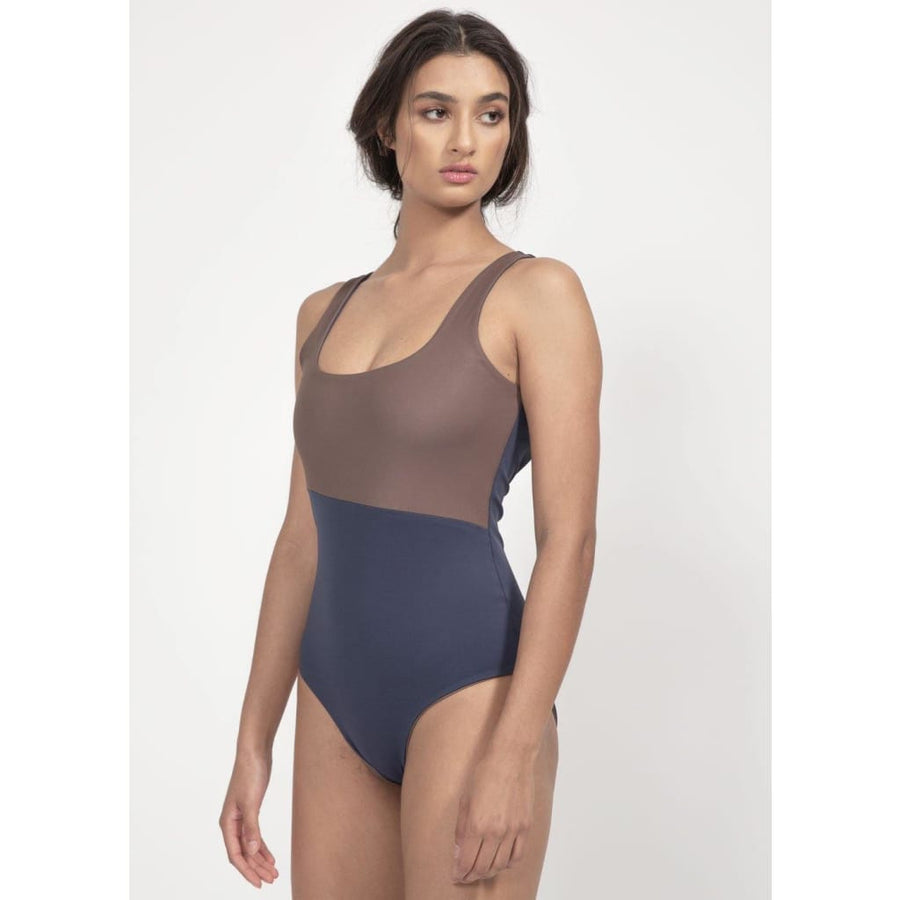 Langeoog Swimsuit Reversible in Midnight Blue/Mocha - boochen eco-conscious surfwear