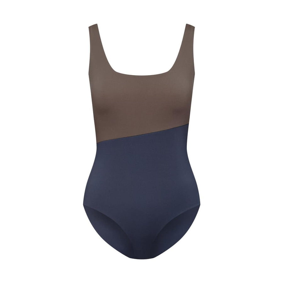 Langeoog Swimsuit Reversible in Midnight Blue/Mocha - boochen eco-conscious surfwear