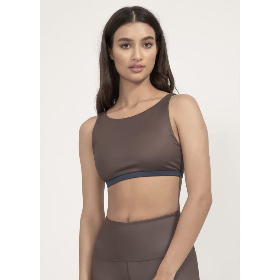 Sports bra Meco in Midnight blue / Mocha - boochen eco-conscious surfwear