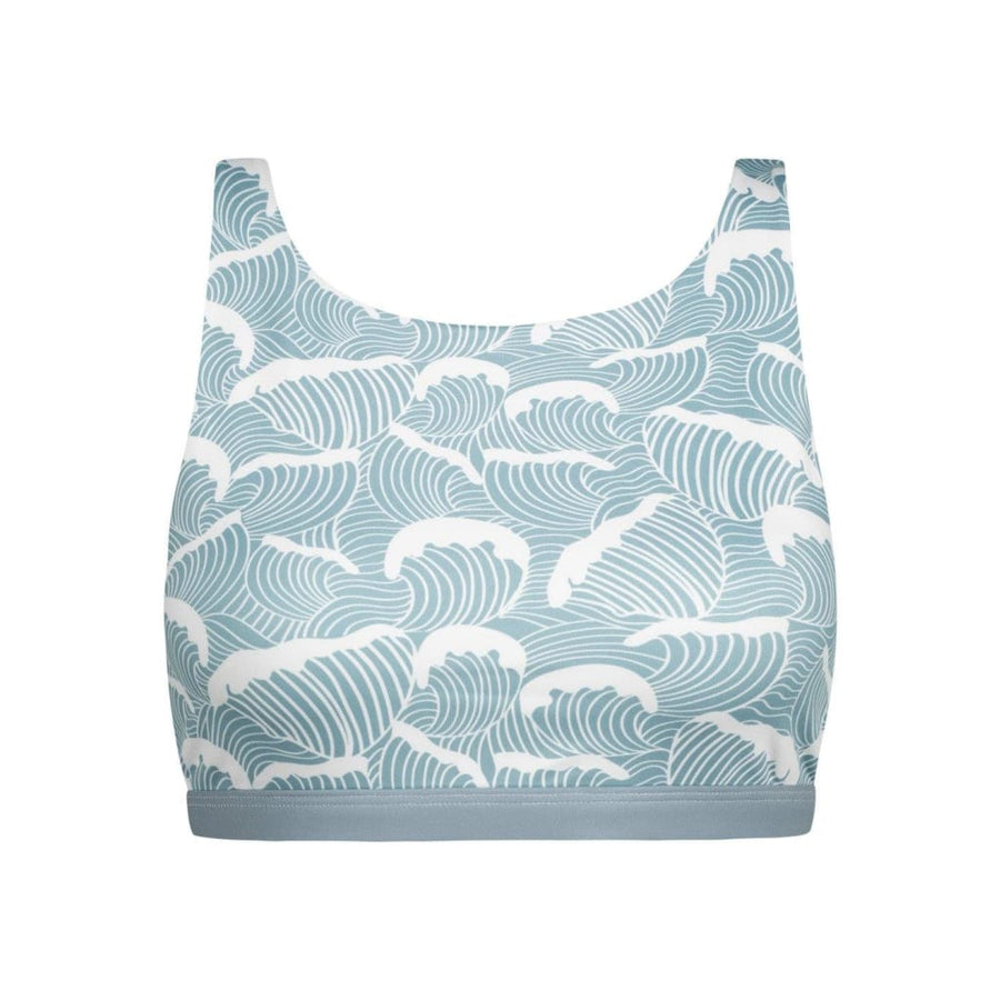 Sports bra Meco in Ocean Waves Print - boochen eco-conscious surfwear