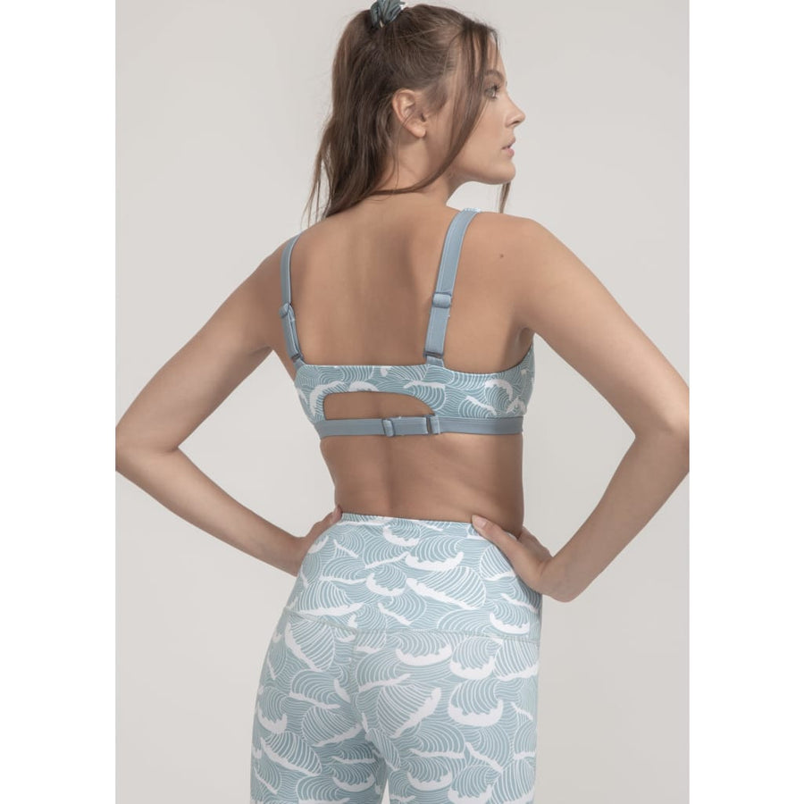 Sports bra Meco in Ocean Waves Print - boochen eco-conscious surfwear