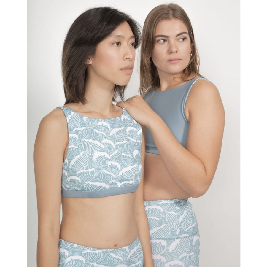 Sports bra Meco in Ocean Waves Print - boochen eco-conscious surfwear