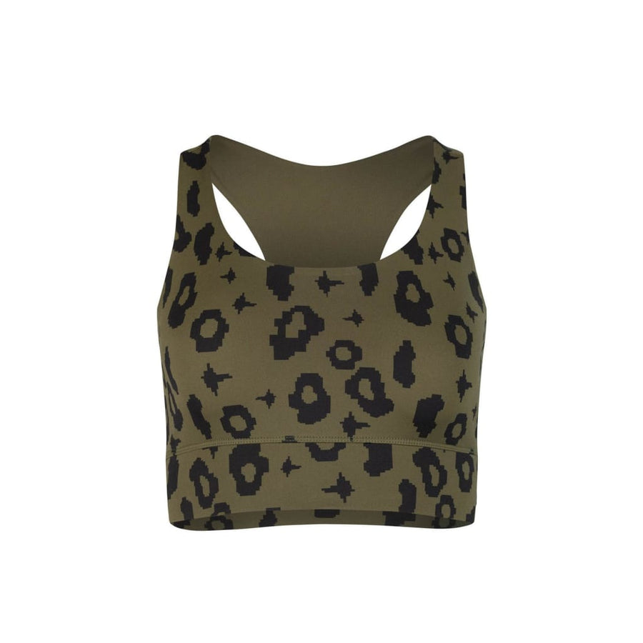 boochen eco-friendly sportsbra, yoga top, sportsbh, sustainable activewear, sustainable sportstop, nachhaltige sportsbh in Green leopard print