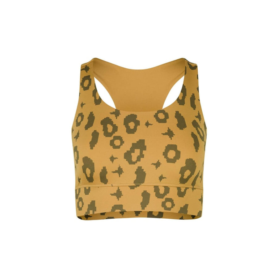 boochen eco-friendly sportsbra, yoga top, sportsbh, sustainable activewear, sustainable sportstop, nachhaltige sportsbh in yellow leopard print