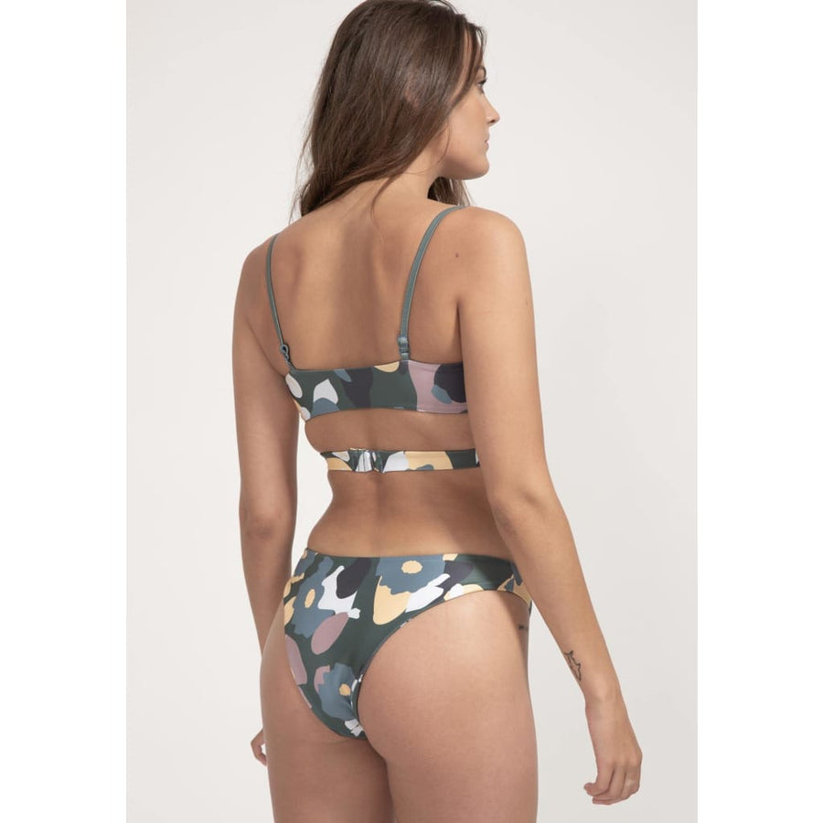 boochen sustainable surf bikini Bottom Arpoador style in green flower print