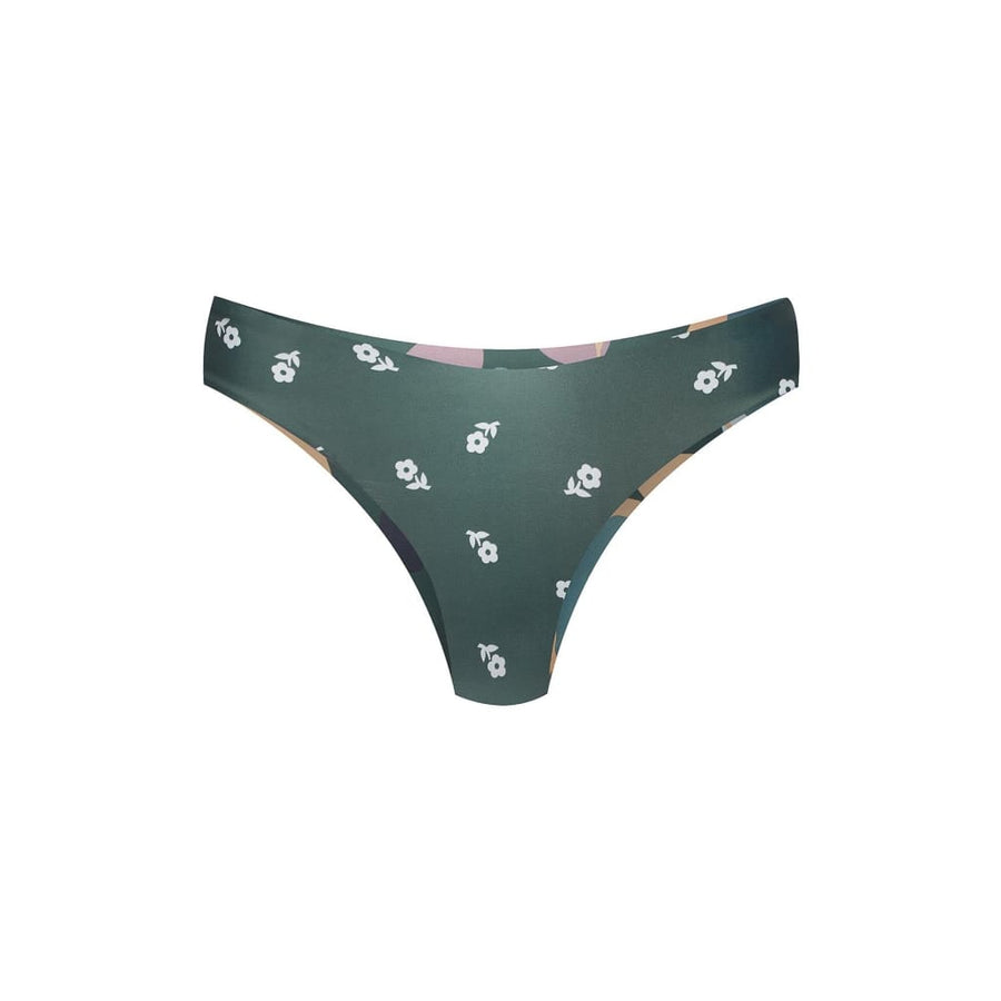 boochen sustainable surf bikini Bottom Arpoador style in green flower print