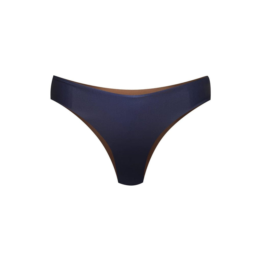 Arpoador Bottom Reversible in Dark Blue / Solid Brown - boochen eco-conscious surfwear