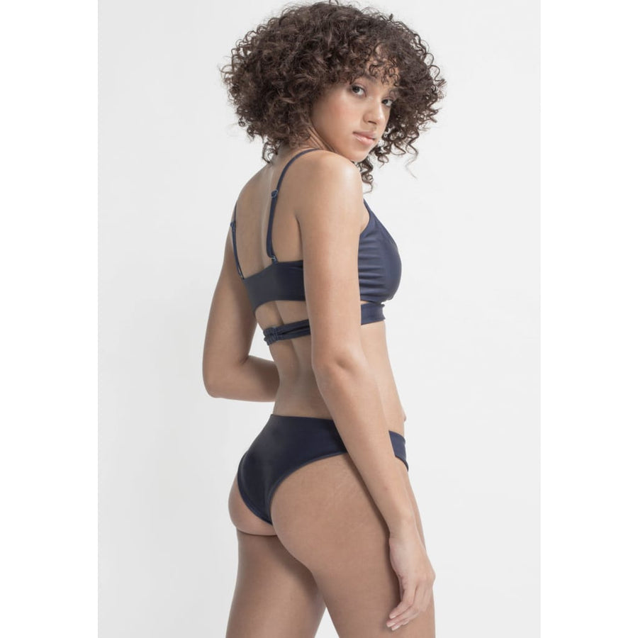 Arpoador Bottom Reversible in Dark Blue / Solid Brown - boochen eco-conscious surfwear