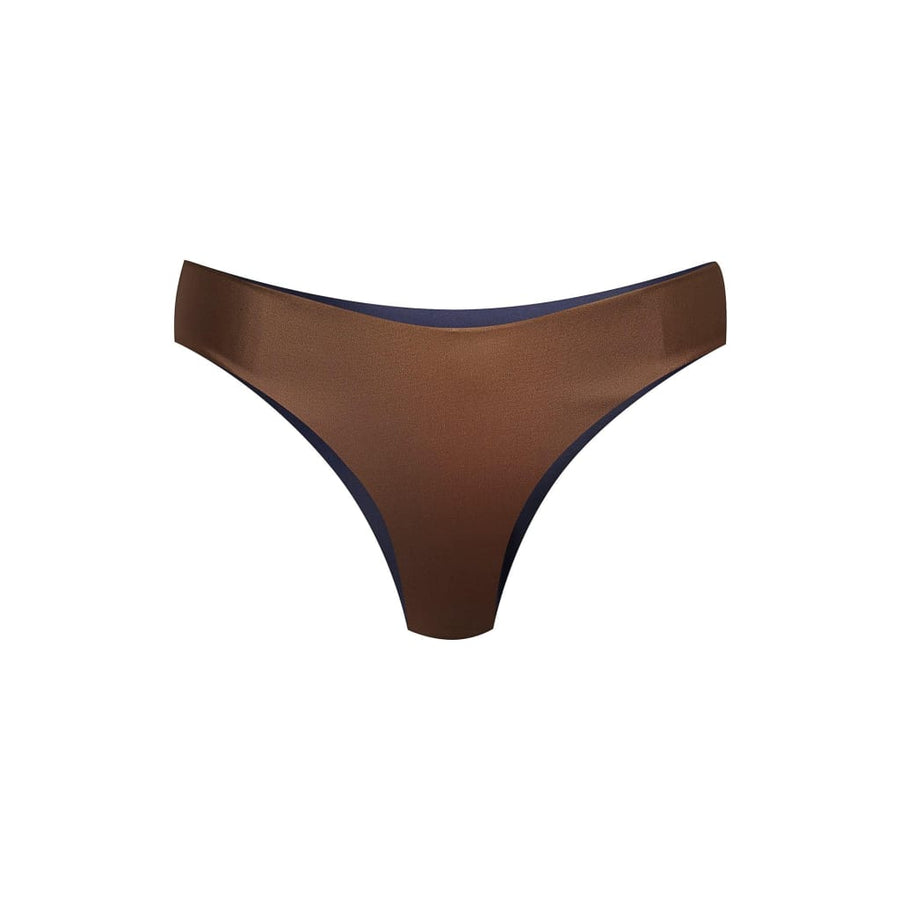 Arpoador Bottom Reversible in Dark Blue / Solid Brown - boochen eco-conscious surfwear