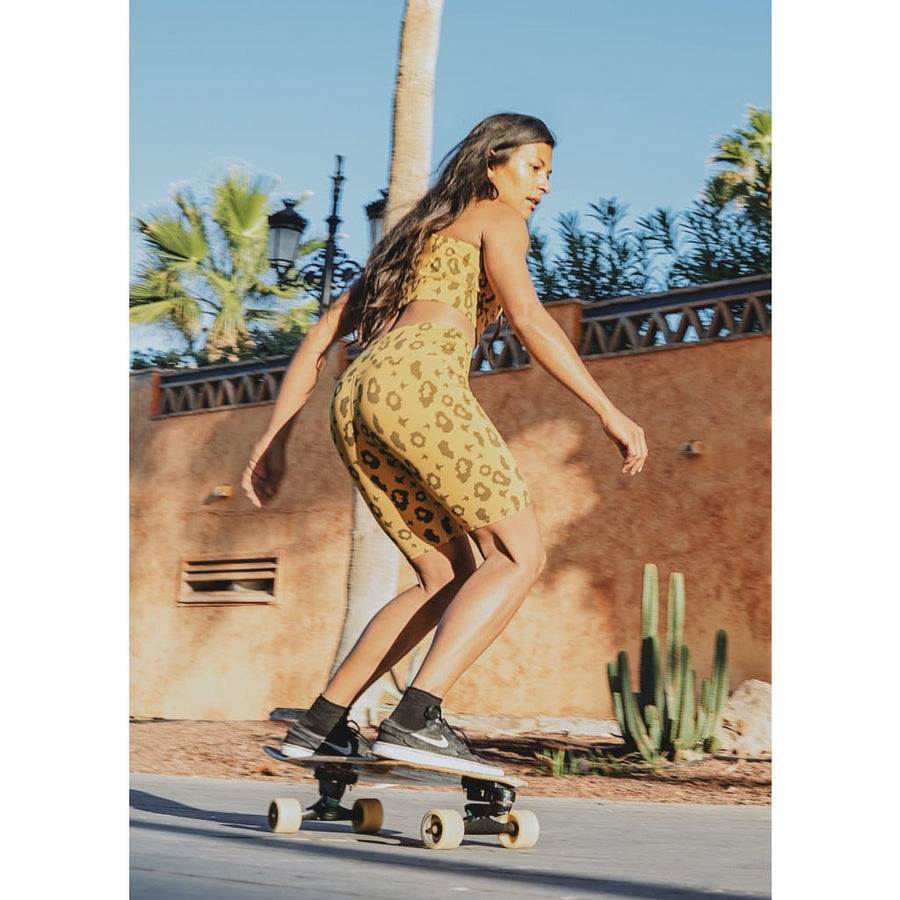 Bike Shorts in Yellow Leopard - Leggings