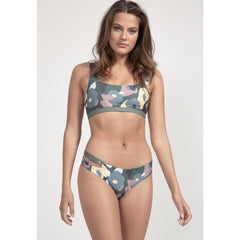 boochen sustainable surf bikini Bottom Caparica style in green flower print