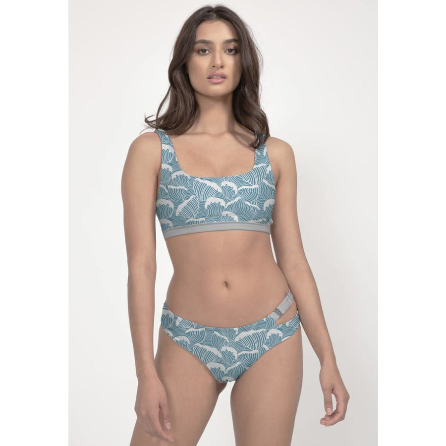 Caparica Bikini Bottom Reversible in Ocean Waves / Light Blue - boochen eco-conscious surfwear