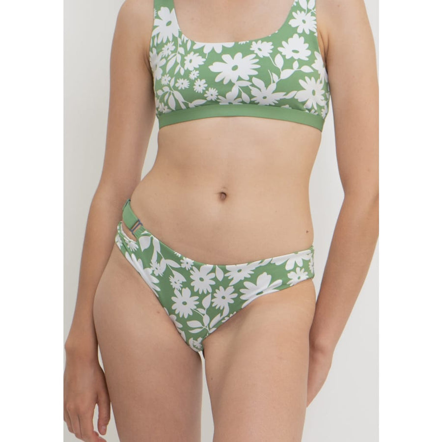 Caparica Bottom in Green Moonflower / Mint - bikini bottom