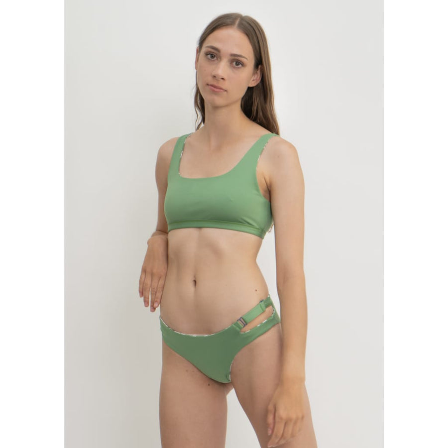 Caparica Bottom in Green Moonflower / Mint - bikini bottom