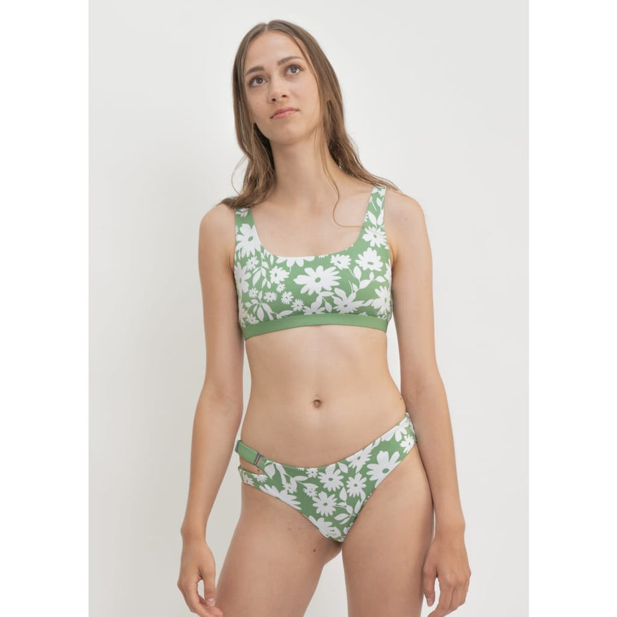 Caparica Bottom in Green Moonflower / Mint - bikini bottom