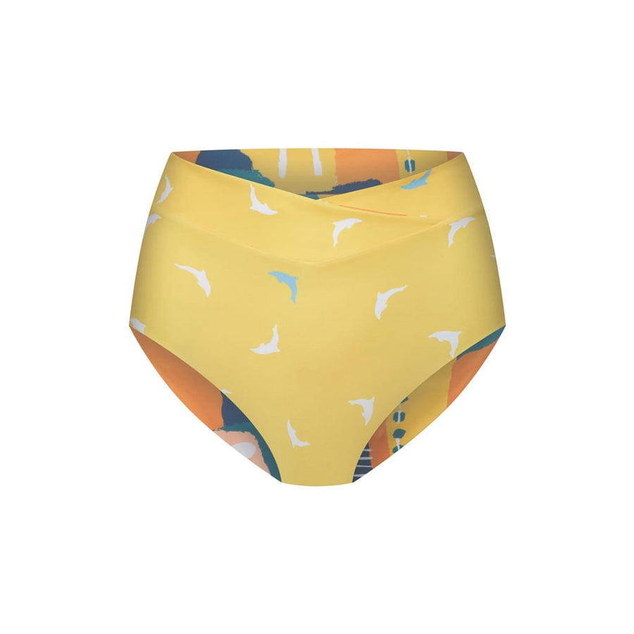 Diani Bikini Bottom Reversible in Painting Print / Little Dolphin - boochen eco-conscious surfwear