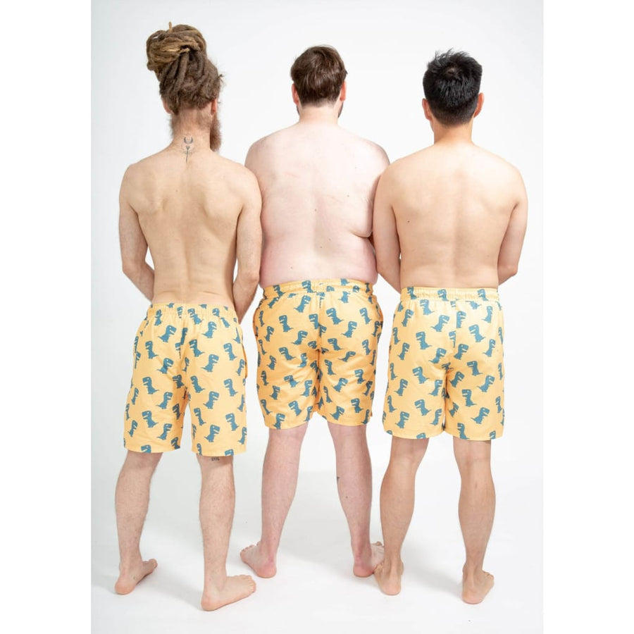 boochen eco man's boardshorts, sustainable boardshorts, beachshorts, nachhaltige badehose dino print