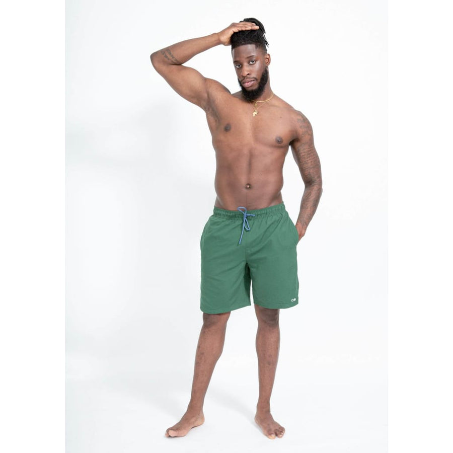 boochen eco man's boardshorts, sustainable boardshorts, beachshorts, nachhaltige badehose green moss