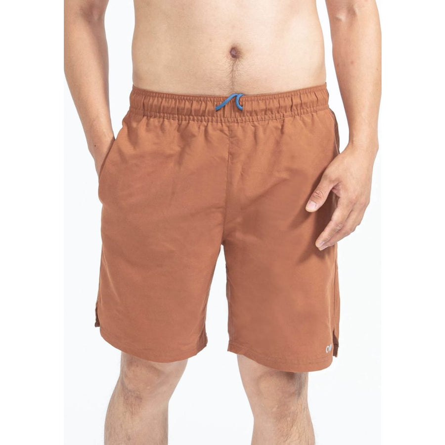 boochen eco man's boardshorts, sustainable boardshorts, beachshorts, nachhaltige badehose mountain brown