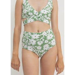 Noja Bottom in Green Moonflower / Mint - bikini bottom