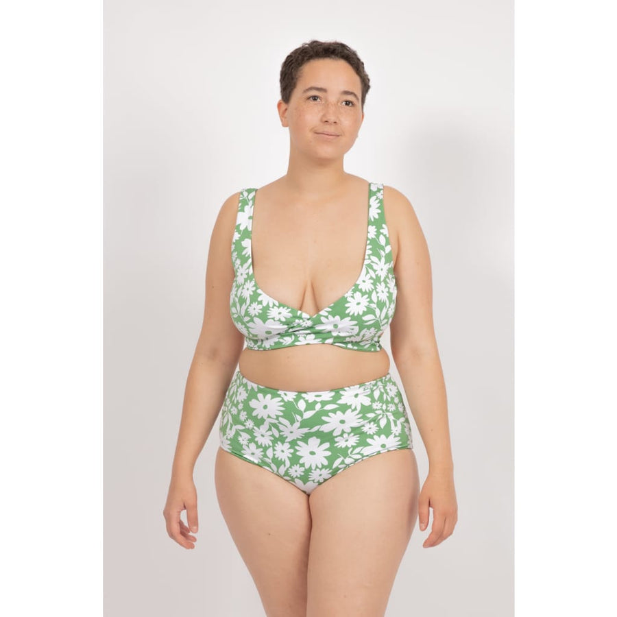 Noja Bottom in Green Moonflower / Mint - bikini bottom