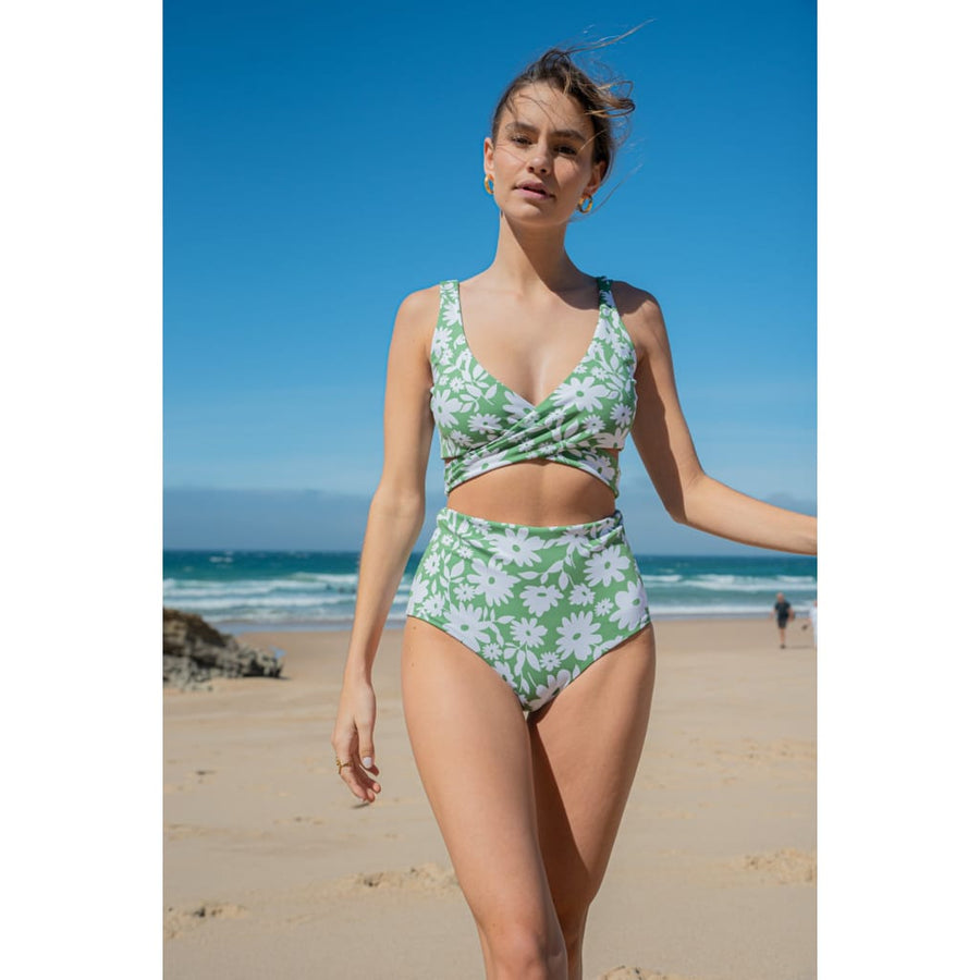 Noja Bottom in Green Moonflower / Mint - bikini bottom