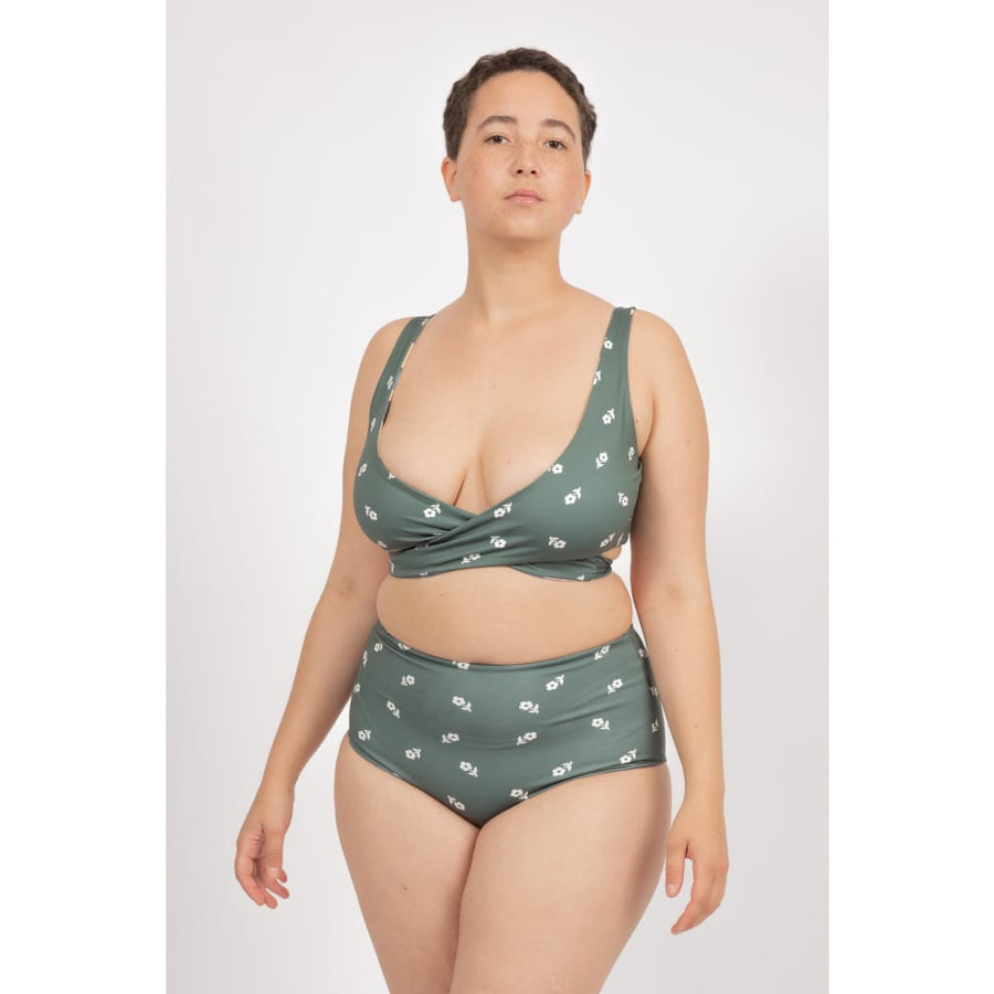 Noja Bottom in Green Wildflower / Daisy - bikini bottom