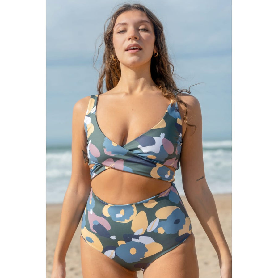 Noja Bottom in Green Wildflower / Daisy - bikini bottom