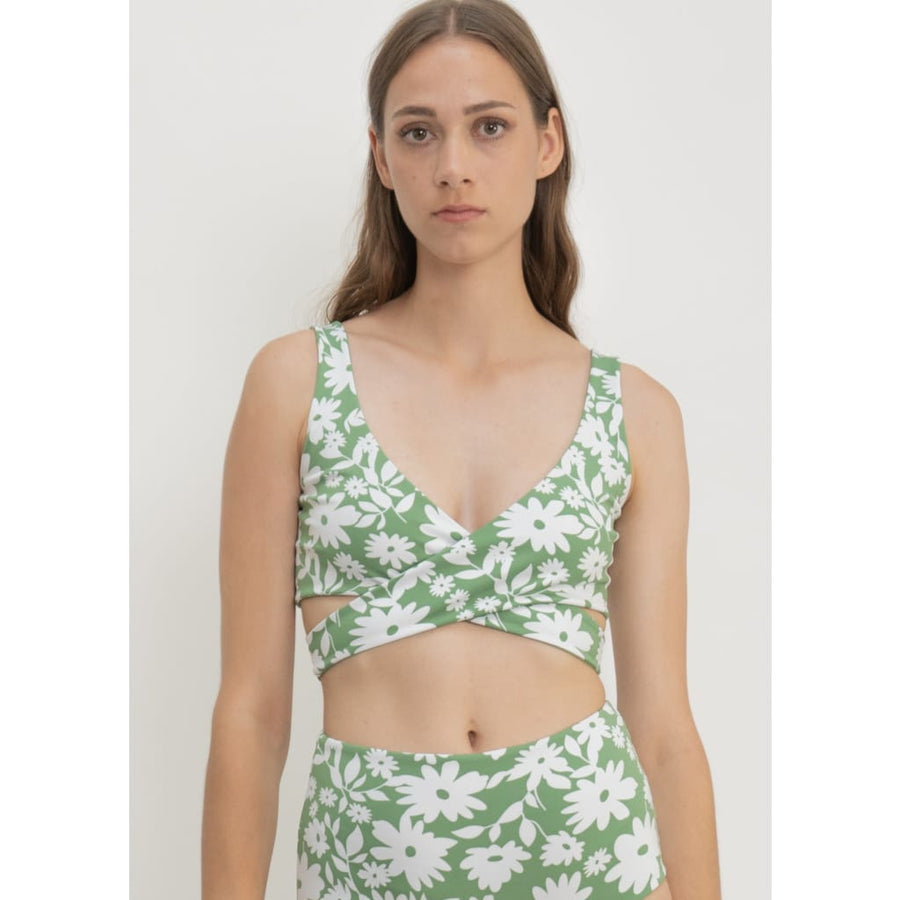 Noja Top in Green Moonflower / Mint - Bikini top