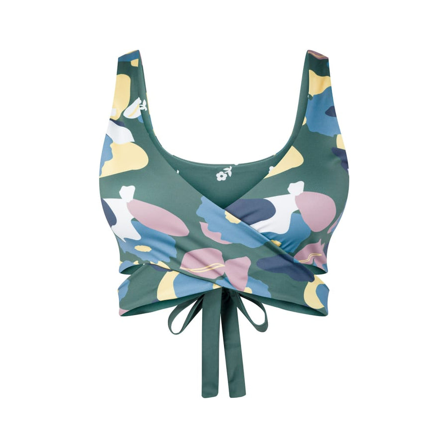 Noja Top in Green Wildflower / Daisy - bikini top