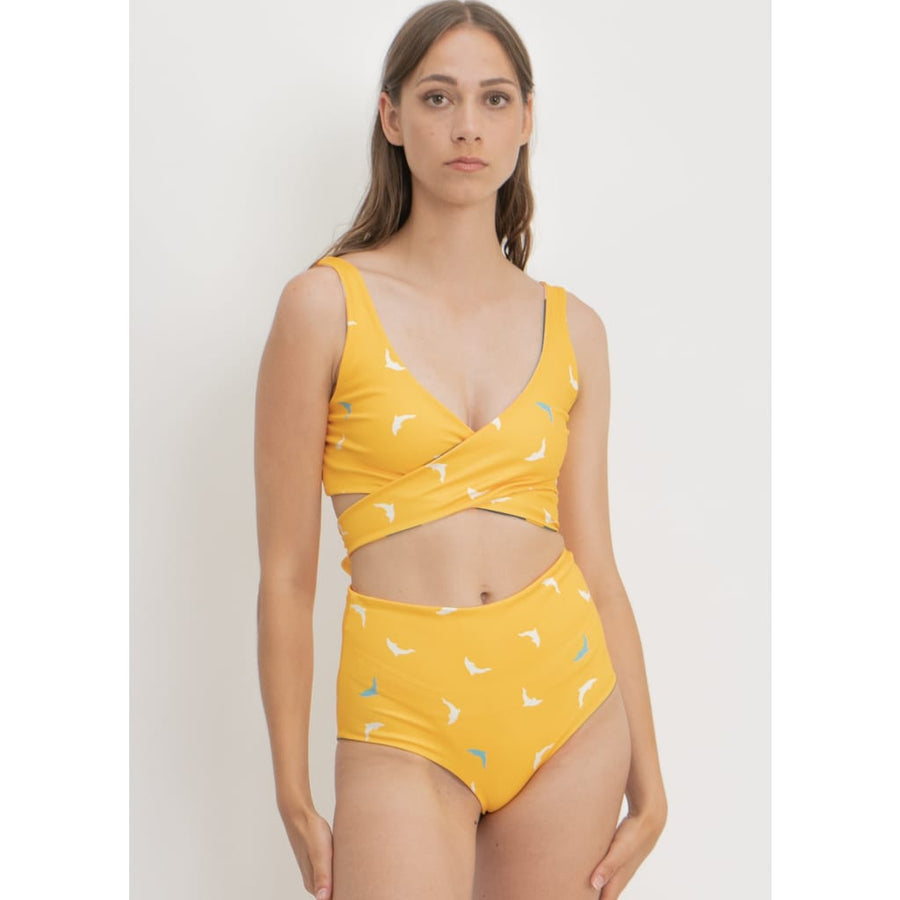 Noja Top in Painting Print / Dolphin - bikini top