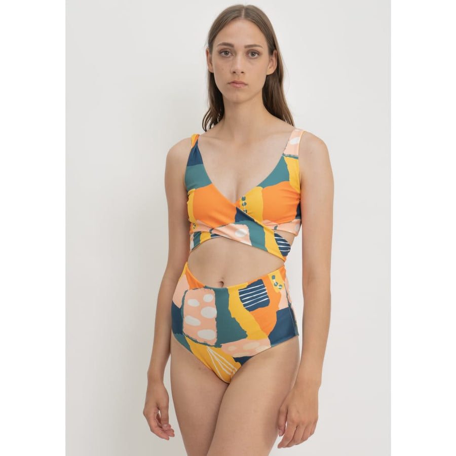 Noja Top in Painting Print / Dolphin - bikini top