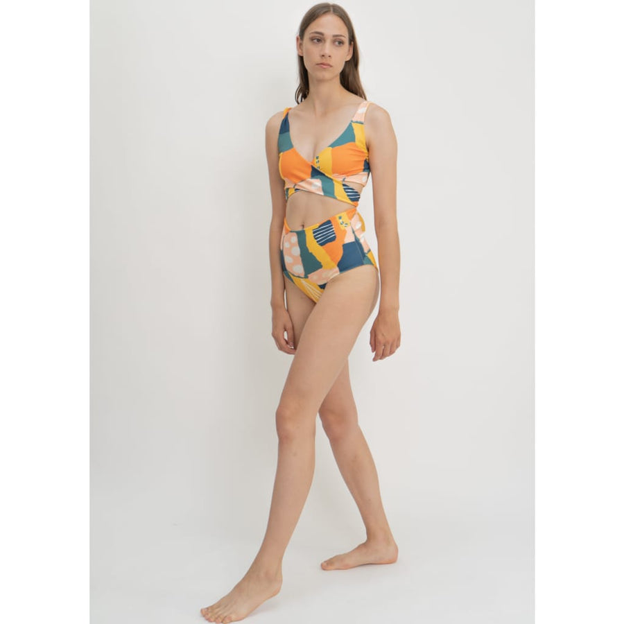 Noja Top in Painting Print / Dolphin - bikini top