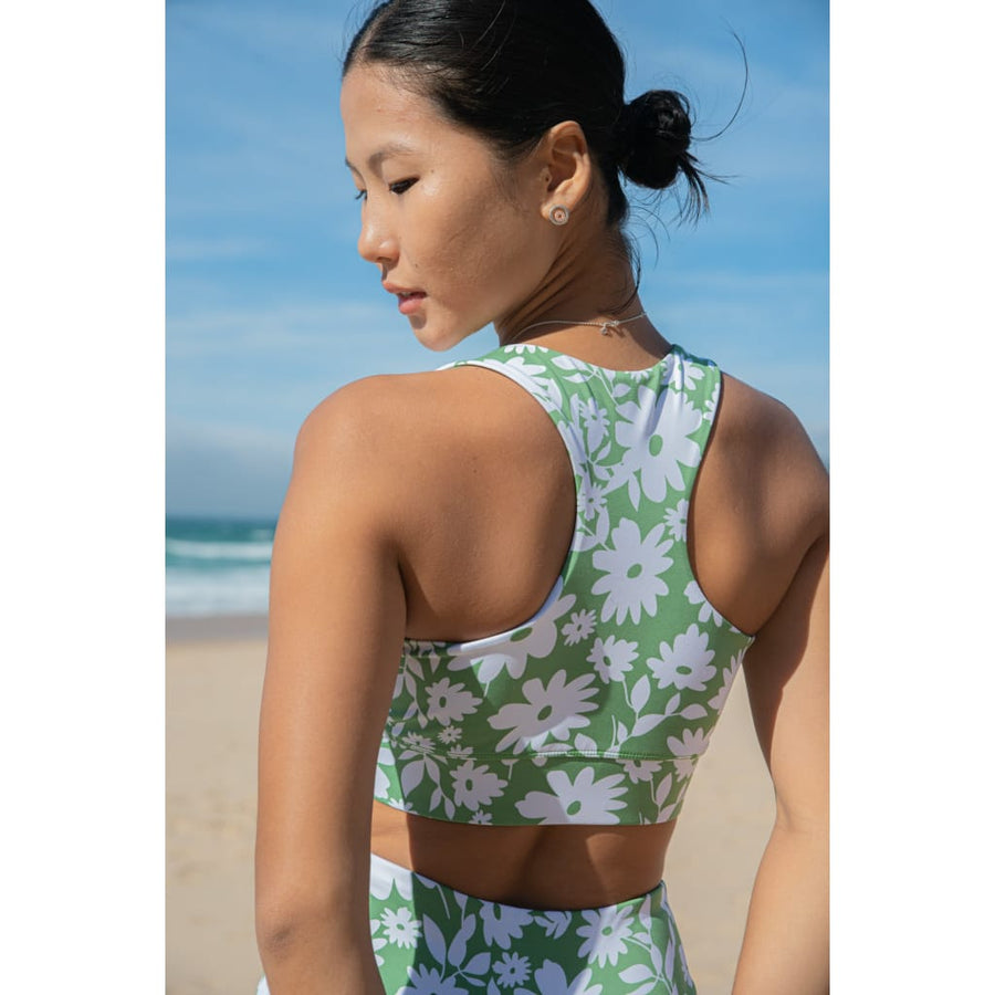 Sports Bra Ubud in Green Moonflower - Sports Bra