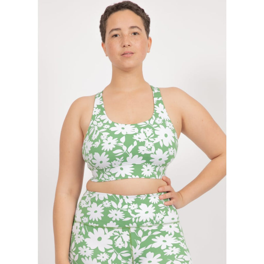 Sports Bra Ubud in Green Moonflower - Sports Bra