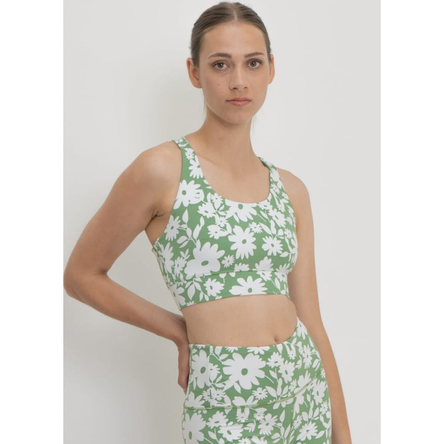 Sports Bra Ubud in Green Moonflower - Sports Bra