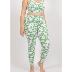 Surf & Yoga Leggings in Green Moonflower - Leggings