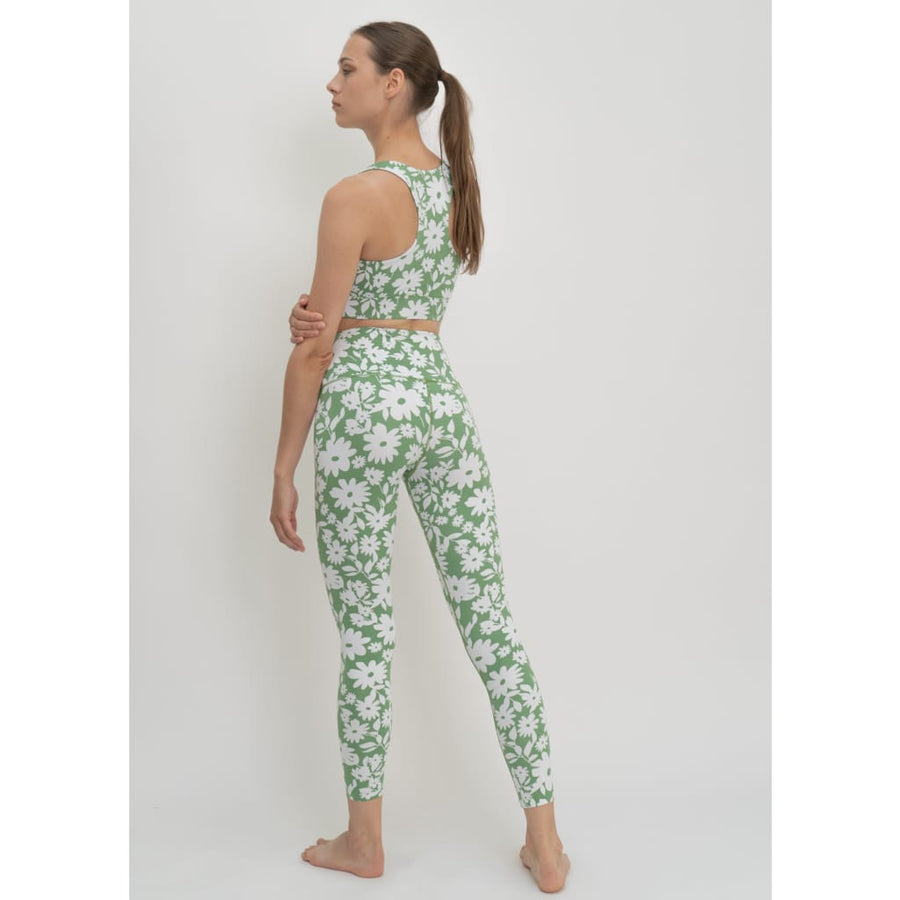 Surf & Yoga Leggings in Green Moonflower - Leggings