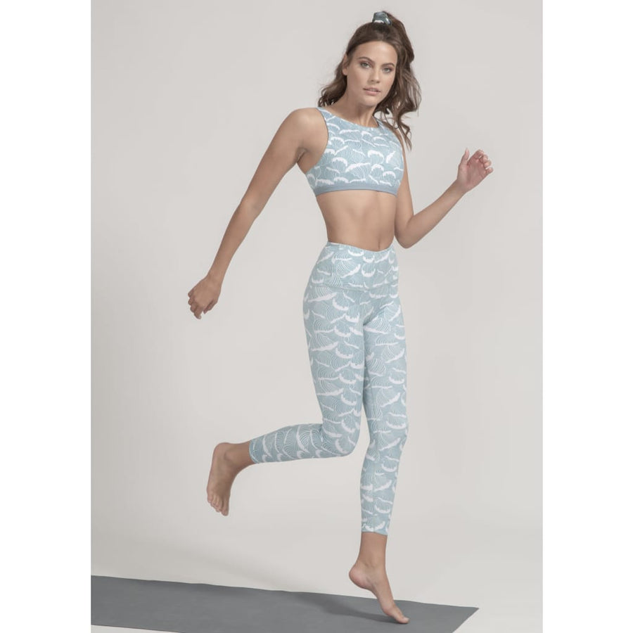 High-Rise Leggings in Ocean Waves Print - boochen eco-conscious surfwear