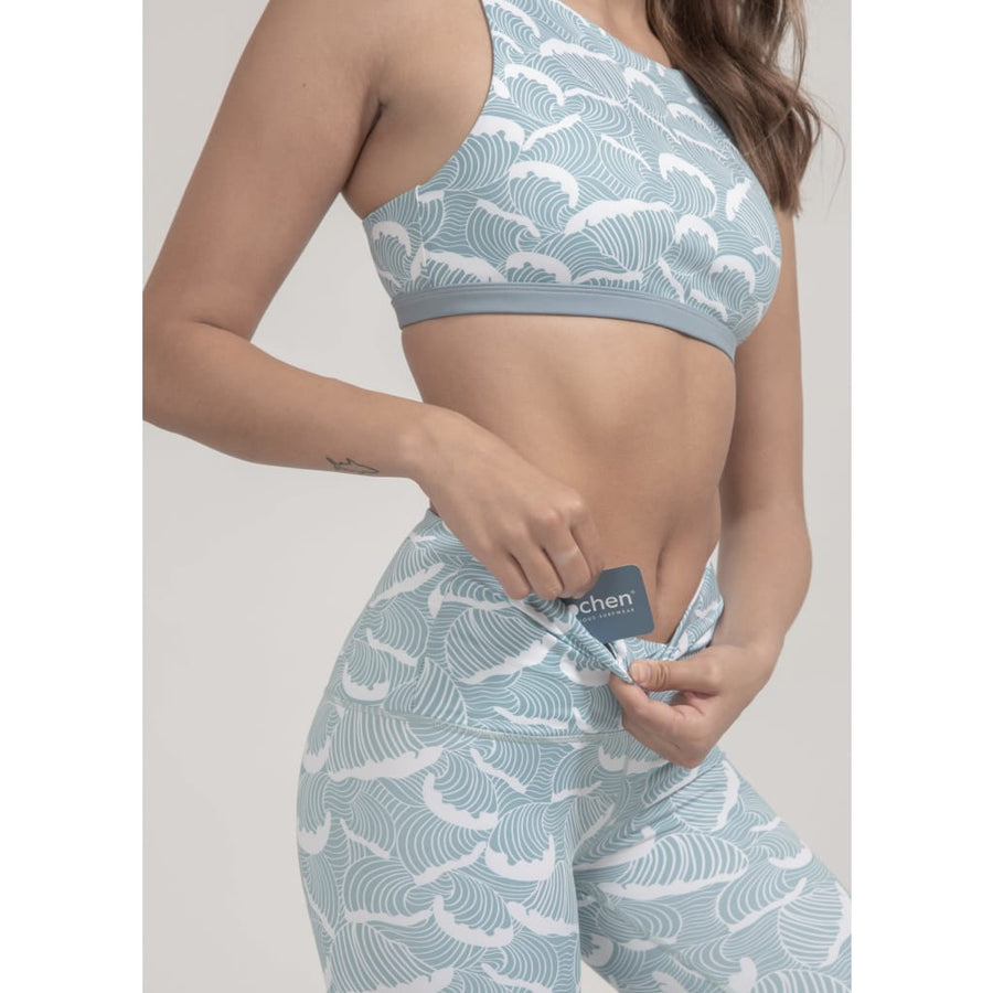 High-Rise Leggings in Ocean Waves Print - boochen eco-conscious surfwear