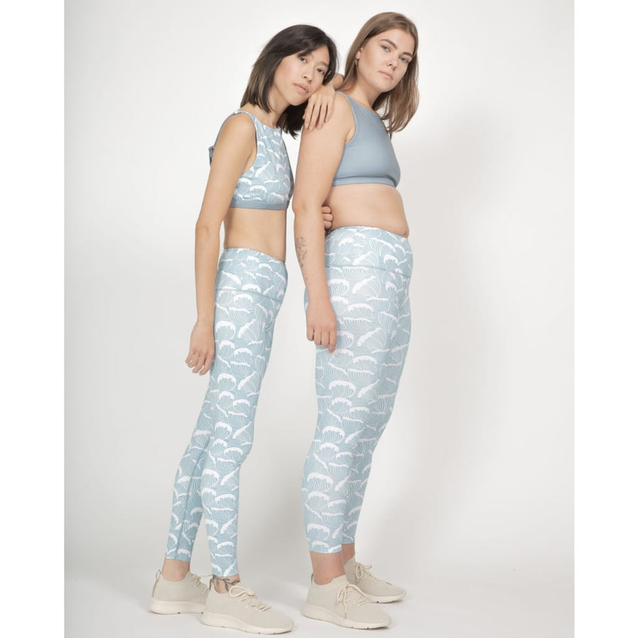 High-Rise Leggings in Ocean Waves Print - boochen eco-conscious surfwear